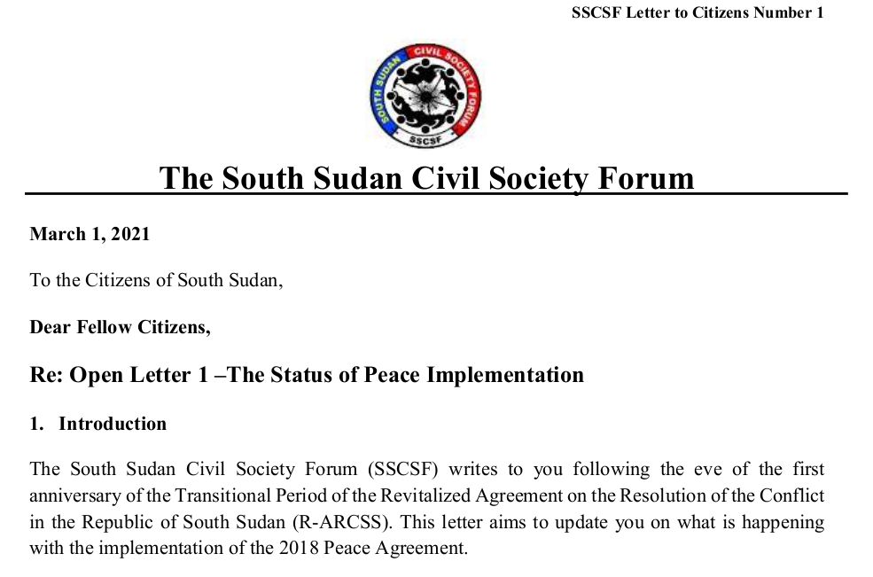 Read more about the article SSCSF Open Letter 1 to Citizens The Status of Peace Implementation