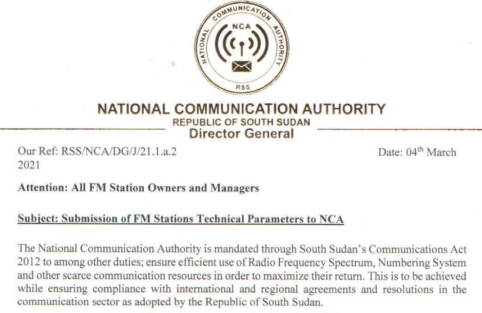 Read more about the article Submission of FM Stations Technical Parameters to NCA